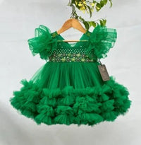 dark green frock with tulle net