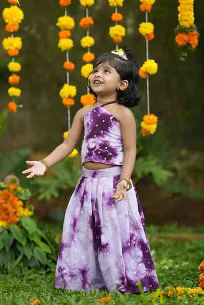 Multicolour lavender & purple skirt and top for onam - LamiyakidsMulticolour lavender & purple skirt and top for onamclothingLamiyakids