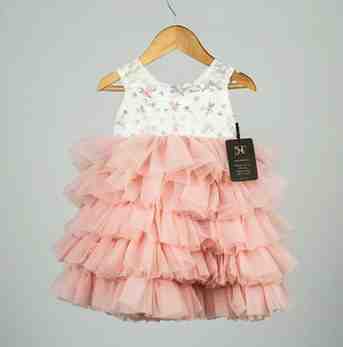 off white yoke with Peach skirt birthday frock for baby girl - Lamiyakidsoff white yoke with Peach skirt birthday frock for baby girlclothingLamiyakids