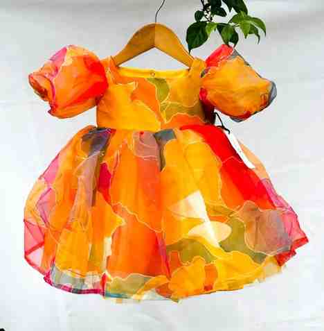 Yellow multy shade organza frock for baby girl birthday - LamiyakidsYellow multy shade organza frock for baby girl birthdayclothingLamiyakids